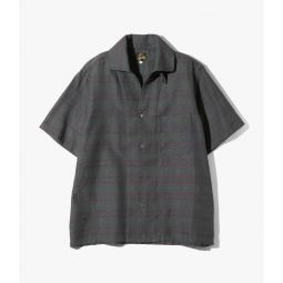 PE/C S/S Italian Collar Shirt - Fine Pattern Stripe Jq./Green