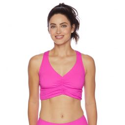 Next by Athena Womens In The Groove Gather V-Neck Crop Bikini Top
