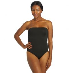 Nike Womens Solid Lace-Up Back Bandeau One Piece Swimsuit