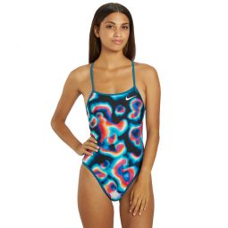 Nike Womens HydraStrong Multi Print Reversible Tie Back One Piece Swimsuit