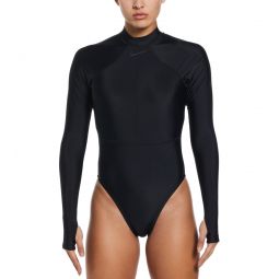 Nike Womens Solid Victory Long Sleeve One Piece Swimsuit