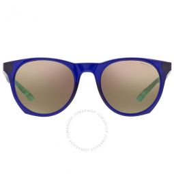 Brown Blue Mirror Oval Mens Sunglasses