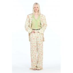 Baggy Trousers - Green/Floral Print