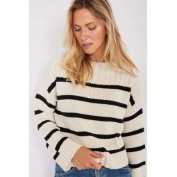 Madison Stripe Pullover Sweater - Ivory Stripe