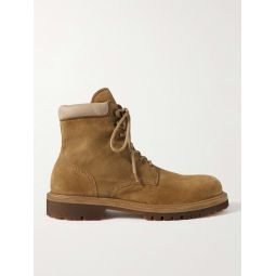 Boss Leather-Trimmed Suede Boots