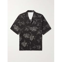 Eren Camp-Collar Printed Crepe Shirt