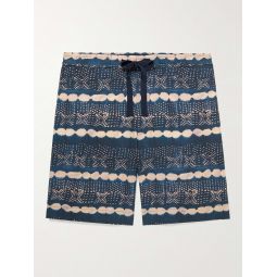 Straight-Leg Indigo-Dyed Cotton Drawstring Shorts