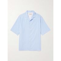 Eren Camp-Collar Striped Cotton-Poplin Shirt