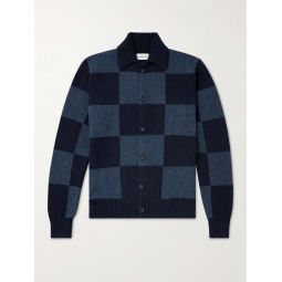 Britten Checked Ribbed Wool-Jacquard Cardigan