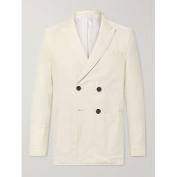 Slim-Fit Unstructured Double-Breasted Cotton and Hemp-Blend Suit Jacket
