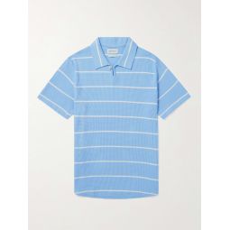 Hawthorn Striped Waffle-Knit Stretch-Cotton and Modal-Blend Polo Shirt