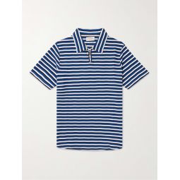 Hawthorn Striped Waffle-Knit Stretch-Cotton and Modal-Blend Polo Shirt