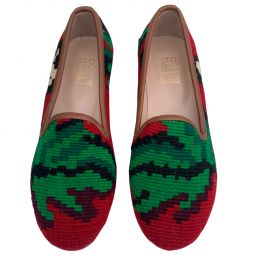 Womens Turkish Kilim Loafers Green & Red