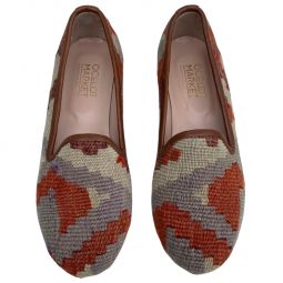 Womens Turkish Kilim Loafers Red & Lavender