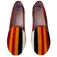 Womens Turkish Kilim Loafers | Orange & Red Stripes