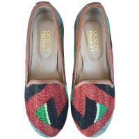 Womens Turkish Kilim Loafer Red with Black
