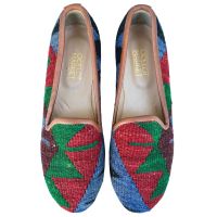 Womens Turkish Kilim Loafers | Red & Green