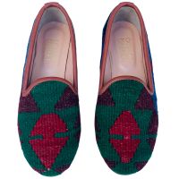 Womens Turkish Kilim Loafer Red & Green