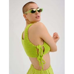 Mamie Crochet Crop Top - Neon Green