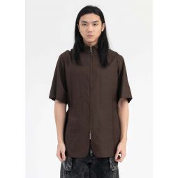 SAHARA SHEER ELASTICATED SHIRT - BROWN