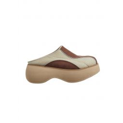 Paneled Slippers - Beige/Brown