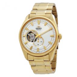 Contemporary Semi Skeleton Automatic White Dial Mens Watch