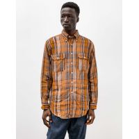 Linen Button Down Safari Shirt - Orange Check