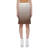 Aliz Colorblock Knit Pleated Midi Skirt - Dark Brown