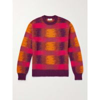 Slim-Fit Striped Ikat Wool Sweater