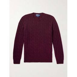 Logo-Embroidered Cable-Knit Cashmere Sweater