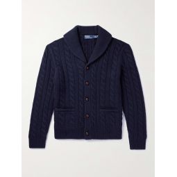 Shawl-Collar Cable-Knit Wool and Cashmere-Blend Cardigan