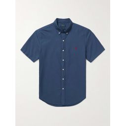 Slim-Fit Button-Down Collar Cotton-Chambray Shirt
