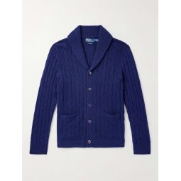 Shawl-Collar Cable-Knit Cashmere Cardigan