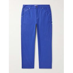 Straight-Leg Logo-Embroidered Cotton-Ripstop Trousers