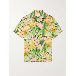 Tropical Convertible-Collar Printed Linen and Cotton-Blend Shirt