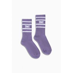 Womens Stripe Crew Socks - Purple