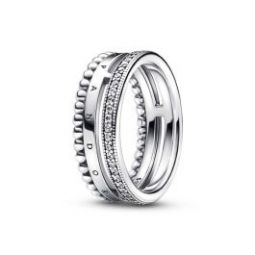 Pandora Signature Logo Pave & Beads Ring * RETIRED * FINAL SALE *