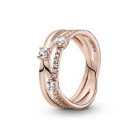 Sparkling Triple Band Ring - Pandora Rose