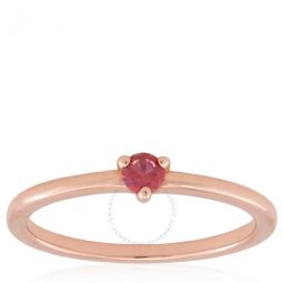 Rose Gold-Plated Red CZ Solitaire Ring, Size 52