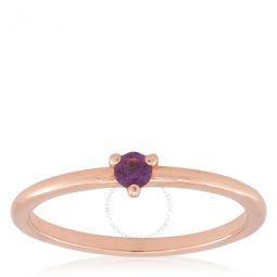 Rose Gold-Plated Purple CZ Solitaire Ring, Size 54