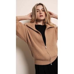 Cashmere Zip Cardigan - Camel