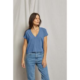 Alanis V-Neck Tee - Carolina Blue