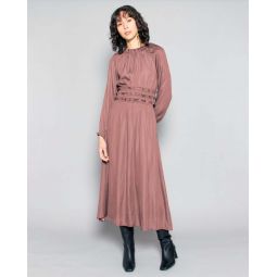 Odessa Shirred Midi Dress - Rust