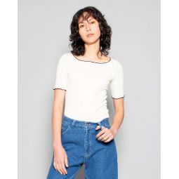 Hayes Contrast Rib Tee - Cream