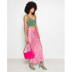 Penelope Satin Maxi Skirt - Bubblegum Floral