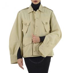 Ladies Sand Cotton-Linen Mue Jacket, Brand Size 40 (US Size 6)