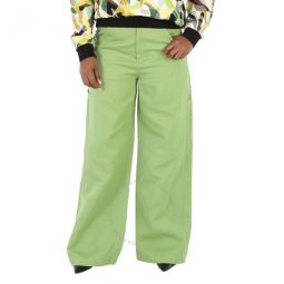 Ladies Green Cotton Ramie Blend Genaro Trousers, Brand Size 40 (US Size 6)