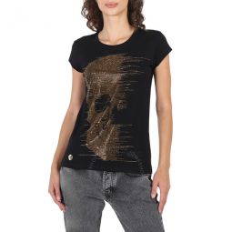 Ladies Crystal Skull Cotton Jersey T-shirt, Size X-Small