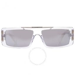 Silver Mirror Rectangular Mens Sunglasses