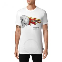 Skull On Fire Round Neck T-Shirt, Size 3XL